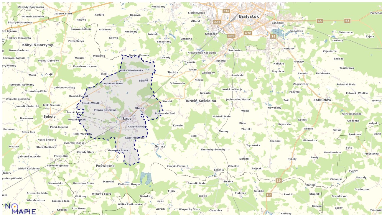 Mapa uzbrojenia terenu Łap